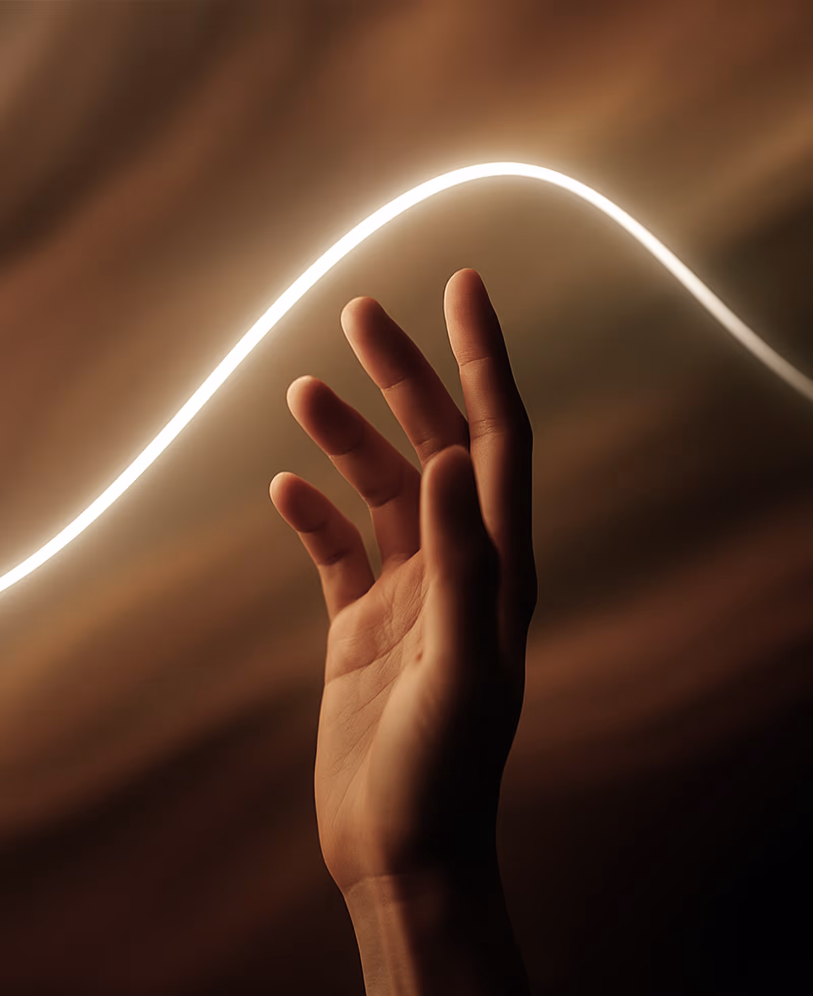 Hand with light trail